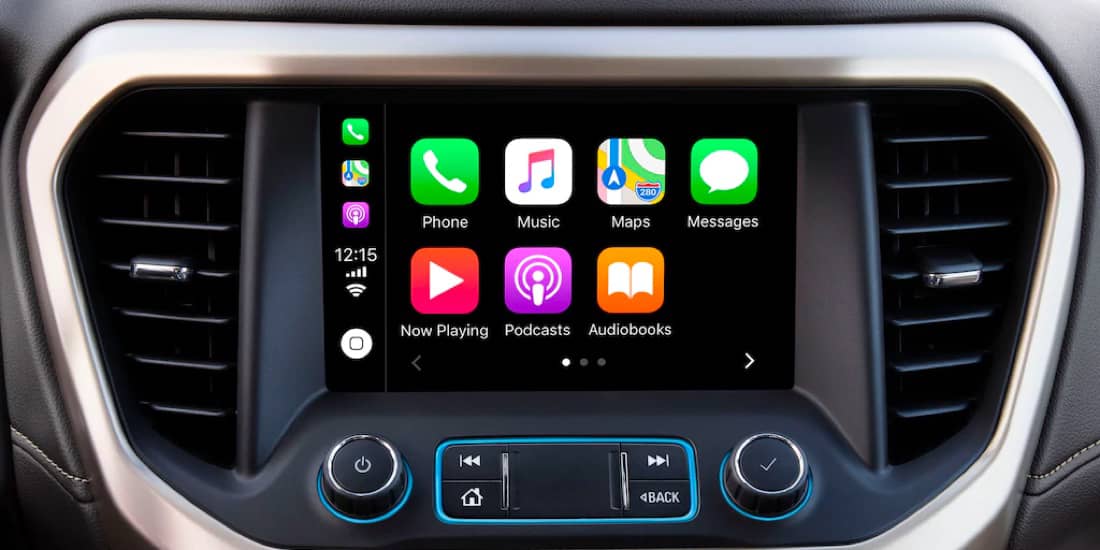 A closeup shot of Acadia's Apple Carplay™ 
