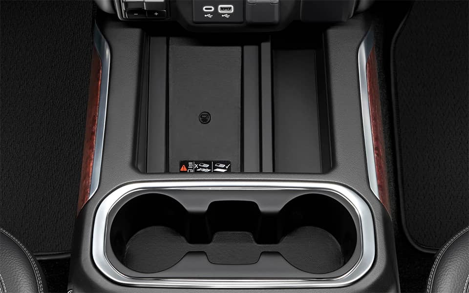 Front cupholders and cellphone charging ports